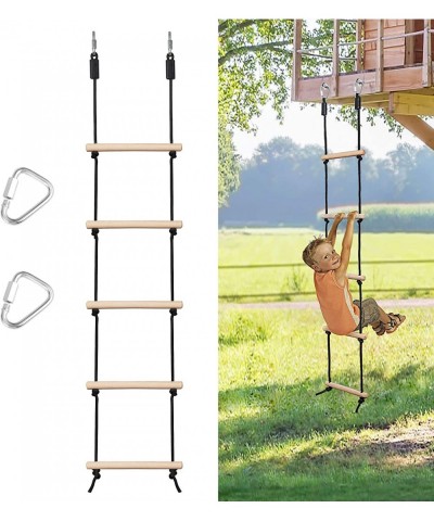 Rope Ladder for Kids Climbing Obstacle Wooden Swing Rope Ladder with 2 Hooks for Kids Climbing Game Hanging Ladder for Swing ...