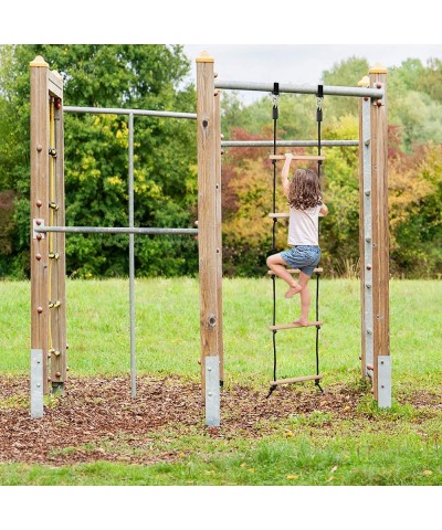 Rope Ladder for Kids Climbing Obstacle Wooden Swing Rope Ladder with 2 Hooks for Kids Climbing Game Hanging Ladder for Swing ...