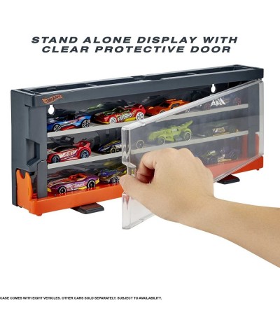 Interactive Display Case with 8 1:64 Scale Cars Storage for 12 Toy Cars Connects to Track Gift for Collectors & Kids 4 Years ...