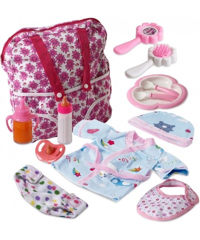 Baby Doll Accessories 13 PCS Baby Doll Feeding and Caring Set with Carrier Bag & Baby Doll Clothes for 14-18 inch Doll with 2...