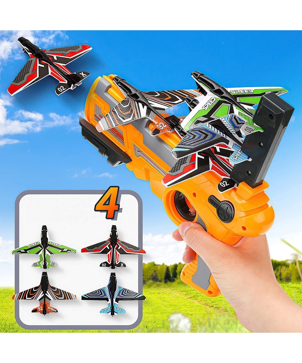 Catapult airplane toy airplane equipped with 4 airplanes pistol shooting game toys air combat glider airplane launcher fun ou...