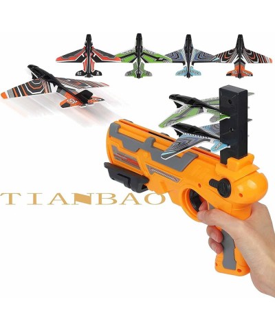 Catapult airplane toy airplane equipped with 4 airplanes pistol shooting game toys air combat glider airplane launcher fun ou...