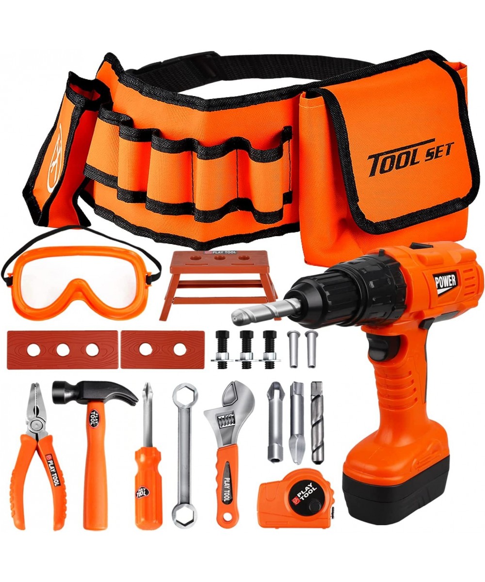 Kids Tool Set with Kids Tool Belt & Electronic Toy Drill - Construction Tool Set for Kids Pretend Play Kids Tools for Kids Le...