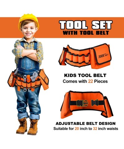 Kids Tool Set with Kids Tool Belt & Electronic Toy Drill - Construction Tool Set for Kids Pretend Play Kids Tools for Kids Le...