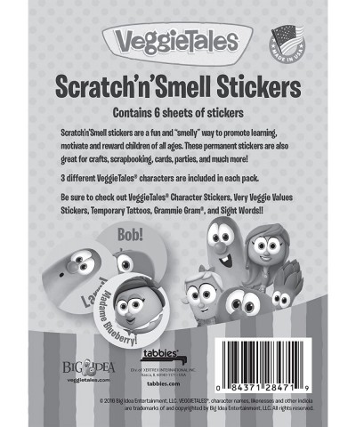 VeggieTales Scratch 'n' Smell Stickers Assorted Colors/Scents 54 Per Pack (28471) $12.54 Kids' Stickers