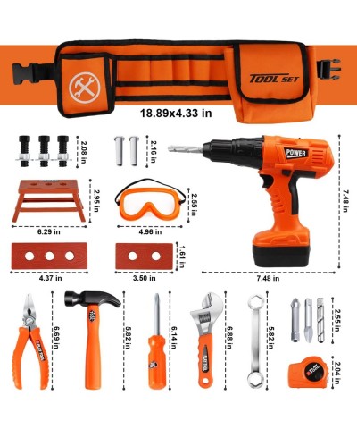 Kids Tool Set with Kids Tool Belt & Electronic Toy Drill - Construction Tool Set for Kids Pretend Play Kids Tools for Kids Le...