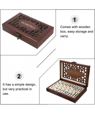 Domino & Tile Games 1 Set Retro Dominoes Game Set Dominos with Numbers Math Domino Color Domino Tiles with Wooden Case Box Gi...