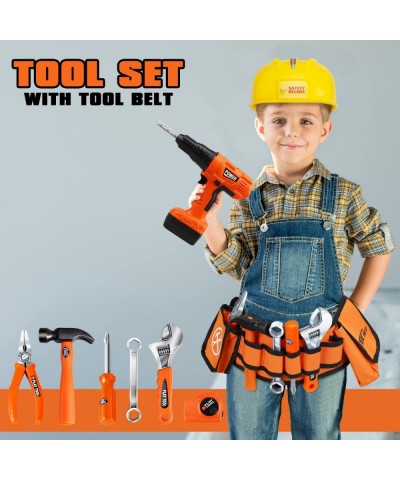 Kids Tool Set with Kids Tool Belt & Electronic Toy Drill - Construction Tool Set for Kids Pretend Play Kids Tools for Kids Le...