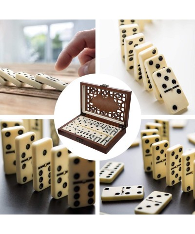 Domino & Tile Games 1 Set Retro Dominoes Game Set Dominos with Numbers Math Domino Color Domino Tiles with Wooden Case Box Gi...