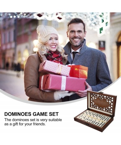 Domino & Tile Games 1 Set Retro Dominoes Game Set Dominos with Numbers Math Domino Color Domino Tiles with Wooden Case Box Gi...