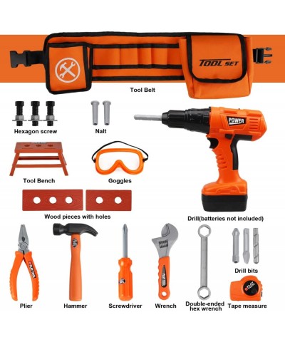 Kids Tool Set with Kids Tool Belt & Electronic Toy Drill - Construction Tool Set for Kids Pretend Play Kids Tools for Kids Le...