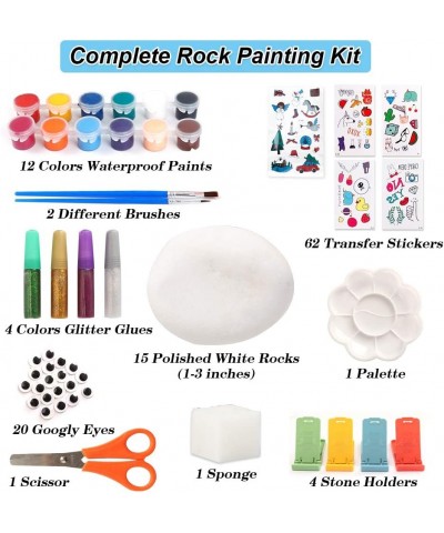 Rock Painting Kit Creativity Arts and Crafts for Kids DIY Art Supplies with Paints Stickers and Rocks for Painting Crafting a...