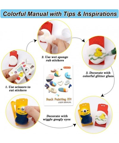 Rock Painting Kit Creativity Arts and Crafts for Kids DIY Art Supplies with Paints Stickers and Rocks for Painting Crafting a...