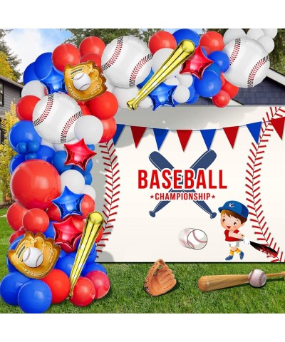 Baseball Balloon Garland Arch Kit with Baseball Glove Baseball Bat Balloon Star Balloon Red White and Blue Balloons Party Sup...