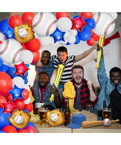 Baseball Balloon Garland Arch Kit with Baseball Glove Baseball Bat Balloon Star Balloon Red White and Blue Balloons Party Sup...