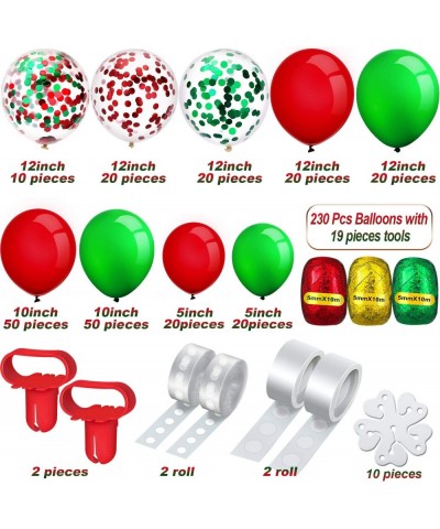 249 Pieces Christmas Balloons Garland Kit Red and Green Balloons Confetti Balloons Balloon Tie Tools Balloon Strip Tape Adhes...