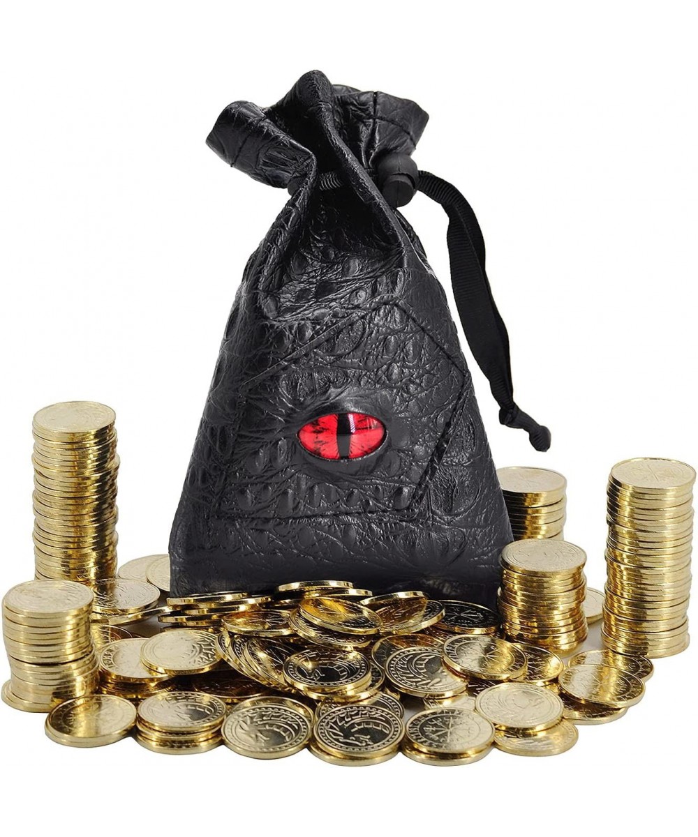 DND Fantasy Coins 50 Antique Gold Metal Treasure Tokens with Leather Pouch - Gaming Loot Accessories & Props for Dungeons and...