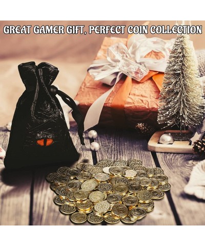 DND Fantasy Coins 50 Antique Gold Metal Treasure Tokens with Leather Pouch - Gaming Loot Accessories & Props for Dungeons and...