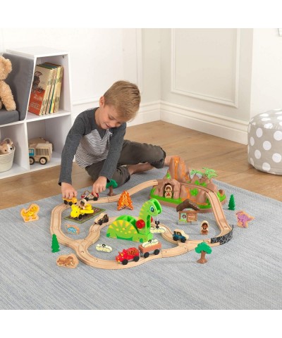 Dinosaur Bucket Top Portable Wooden Train Set with 56 Pieces and 9 Feet of Track Gift for Ages 3+ $78.36 Toy Vehicle Playsets