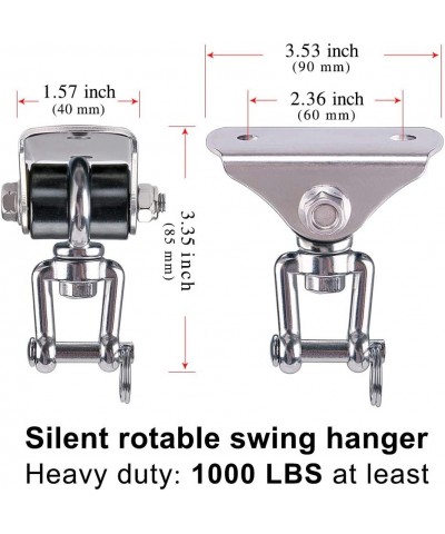 Super Silent No Squeaking Permanent Antirust 360° Swivel Swing Hanger Heavy Duty Swing Hook with 4 Screws for Concrete Wooden...