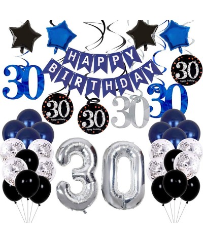 30th Birthday Decorations for Him/Her - Birthday Decorations for Men Women Navy Blue Birthday Party Supplies with HAPPY BIRTH...