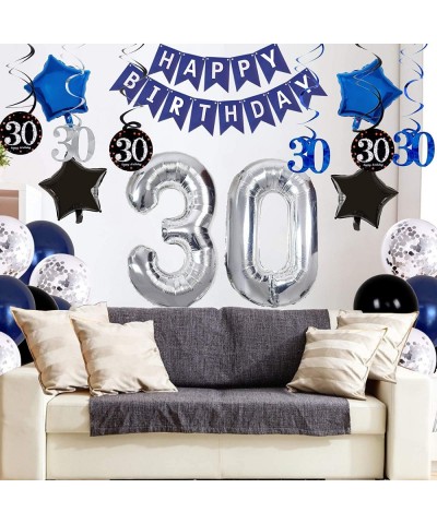 30th Birthday Decorations for Him/Her - Birthday Decorations for Men Women Navy Blue Birthday Party Supplies with HAPPY BIRTH...