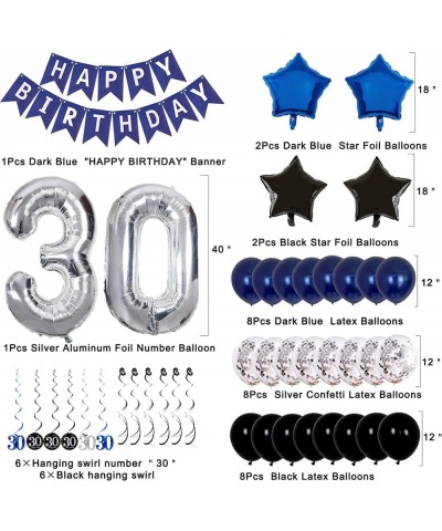 30th Birthday Decorations for Him/Her - Birthday Decorations for Men Women Navy Blue Birthday Party Supplies with HAPPY BIRTH...