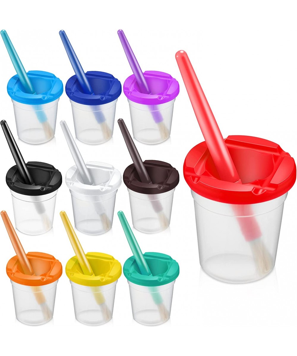 10 Pieces Paint Cups Toddler Painting Set Spill Proof Paint Cups Children's No Spill Paint Cups with Assorted Colored Lids Ma...