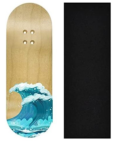 Premium Fingerboard Graphic Deck Waves - 34mm x 97mm - Heat Transfer Graphics Pro Shape & Size - Pre-Drilled Holes - Includes...