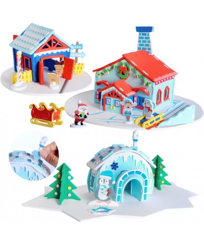 JOYIN 3 Pack Christmas Foam Glacier House 3D Craft Kit for Kids 3D Christmas Glacier House Christmas Art and Craft DIY Kit Ch...