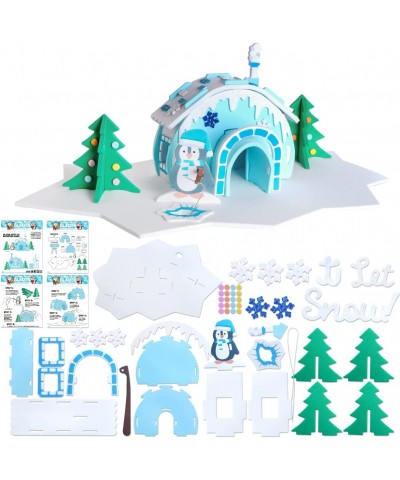 JOYIN 3 Pack Christmas Foam Glacier House 3D Craft Kit for Kids 3D Christmas Glacier House Christmas Art and Craft DIY Kit Ch...