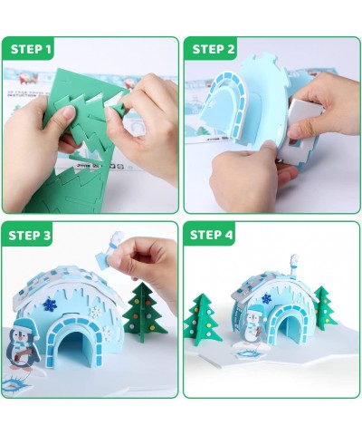 JOYIN 3 Pack Christmas Foam Glacier House 3D Craft Kit for Kids 3D Christmas Glacier House Christmas Art and Craft DIY Kit Ch...