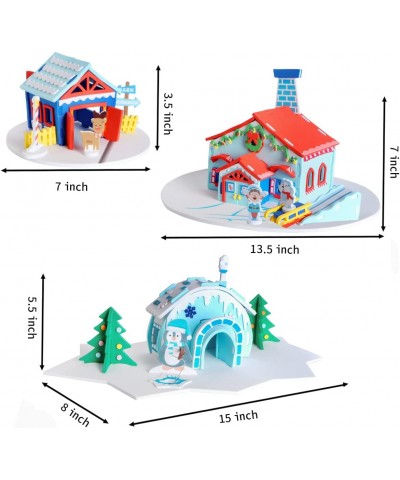 JOYIN 3 Pack Christmas Foam Glacier House 3D Craft Kit for Kids 3D Christmas Glacier House Christmas Art and Craft DIY Kit Ch...