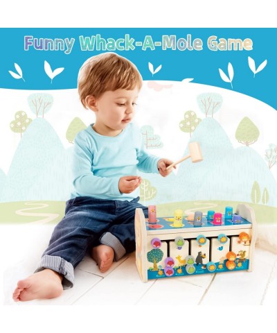 Wooden Montessori Toy for 2 3 4 Year Old Boys Hammering Pounding Bench Toy with Xylophone Animal Sorting Maze and Whack A Mol...