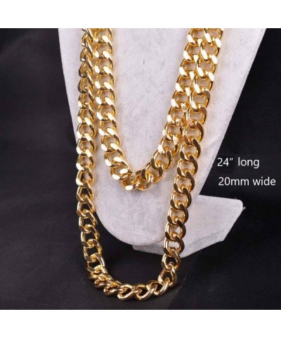 2 Pack Hip Hop Chain Necklace Rapper Gold Costume Necklace Jewelry Rapper Necklace Long 24 inches Wide 20mm $21.91 Kids' Dres...