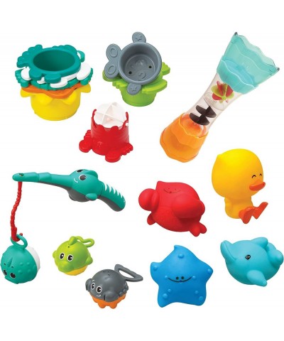 Splish & Splash Bath Play Set - Fishing Rod Sea Pals Bath Squirters Stacking Cups Fill & Spin Water Wand - Introduces Numbers...