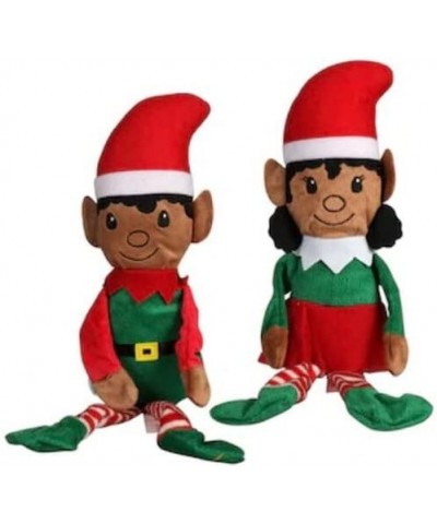 That Melanin Tho® Boy Girl Elves Plush Brown Skin Elf - Set of 2 - Holiday Plush Toys - African American Christmas Decoration...