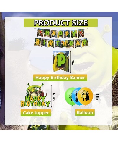 124Pcs Cartoon Monster Birthday Party Decorations Set Green Monster Theme Party Supplies Include Banner Cake Topper Invitatio...