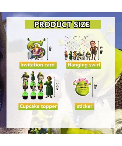 124Pcs Cartoon Monster Birthday Party Decorations Set Green Monster Theme Party Supplies Include Banner Cake Topper Invitatio...