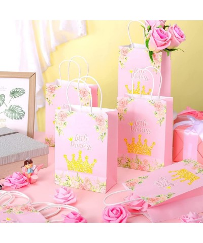 16 Pcs Pink Crown Princess Paper Party Favor Bags Christmas Gifts Little Princess Sign Birthday Party Carrier Bags Supplies f...