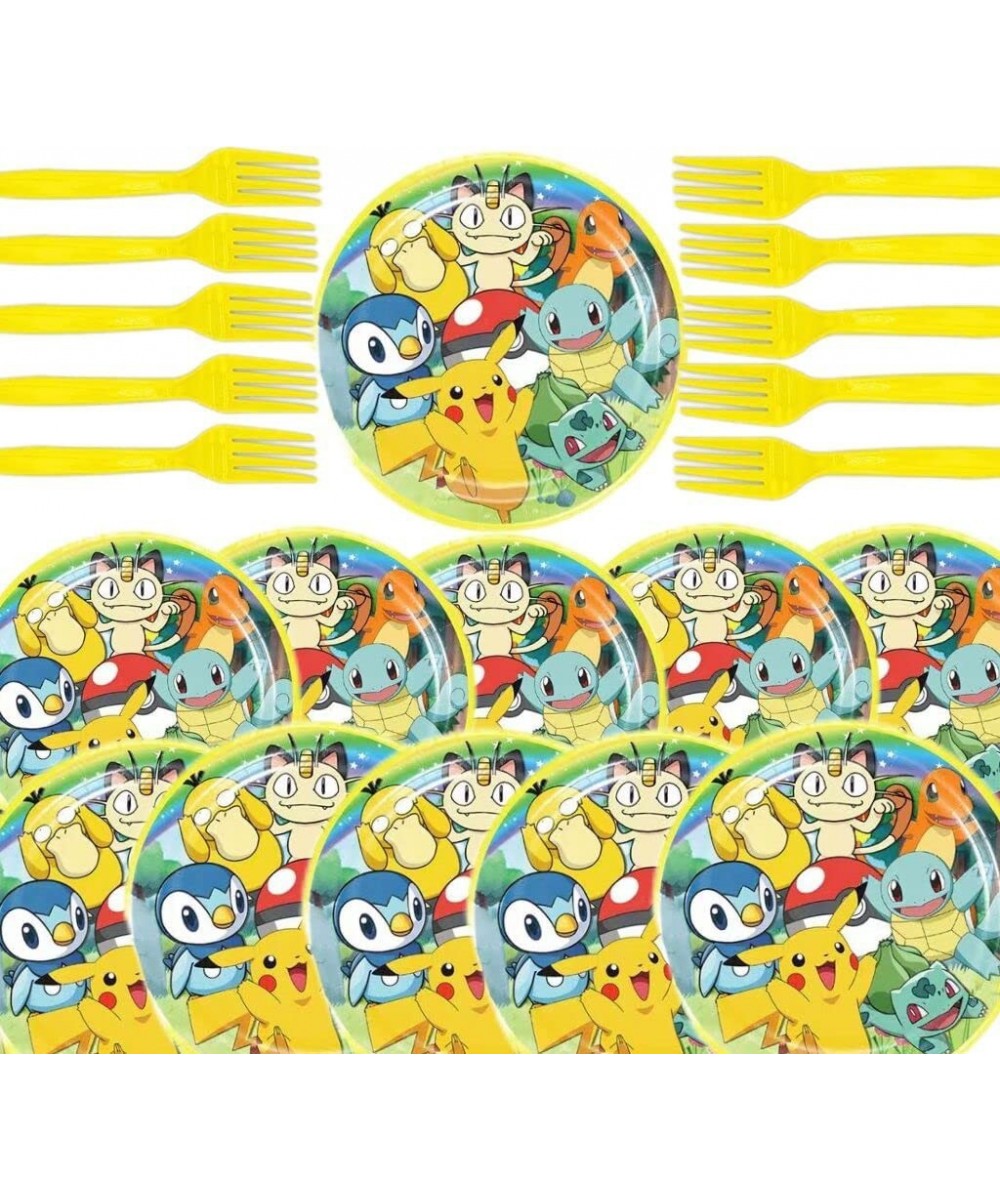 Yellow Cartoon birthday party supplies Cartoon party boy birthday party disposable dinner supplies set includes plates forks ...