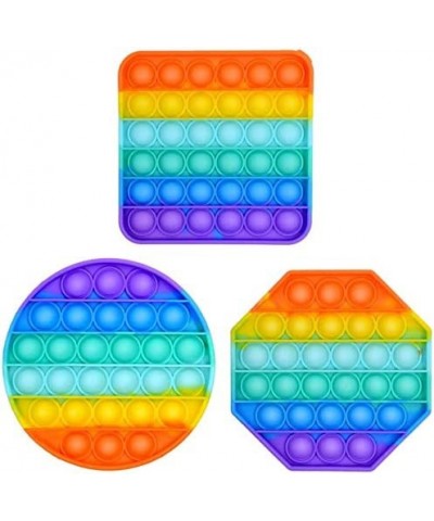 [3-Pack] Pop Fidget it Toy Push On Pop Rainbow Color Bubble Sensory Fidget Toy Pack for Anxiety & Stress Relief Autism Fun Po...