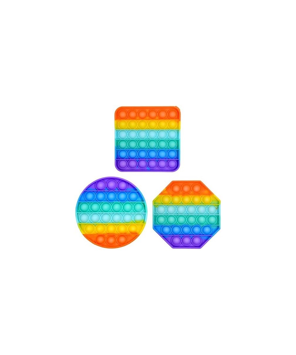 [3-Pack] Pop Fidget it Toy Push On Pop Rainbow Color Bubble Sensory Fidget Toy Pack for Anxiety & Stress Relief Autism Fun Po...