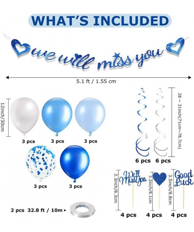 42 Pieces Farewell Party Decorations Supplies Including Blue Glitter We Will Miss You Banner 12 Hanging Swirls 12 Cake Topper...