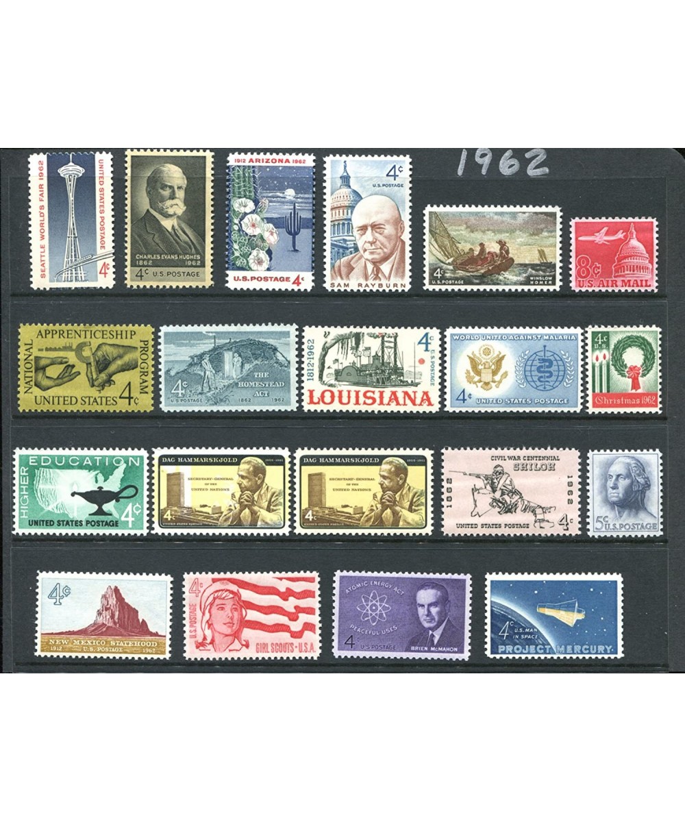 COMPLETE MINT SET OF POSTAGE STAMPS ISSUED IN THE YEAR 1962 BY THE U.S. POST OFFICE DEPT. $17.66 Collectible Postage Stamps