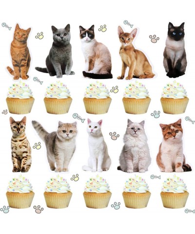 Cat Cupcake Toppers Cat Birthday Party Decoration Cat Theme Cake Decorations for Meow Kitty Cat Birthday Party Favors Supplie...