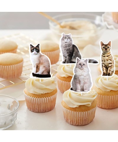 Cat Cupcake Toppers Cat Birthday Party Decoration Cat Theme Cake Decorations for Meow Kitty Cat Birthday Party Favors Supplie...