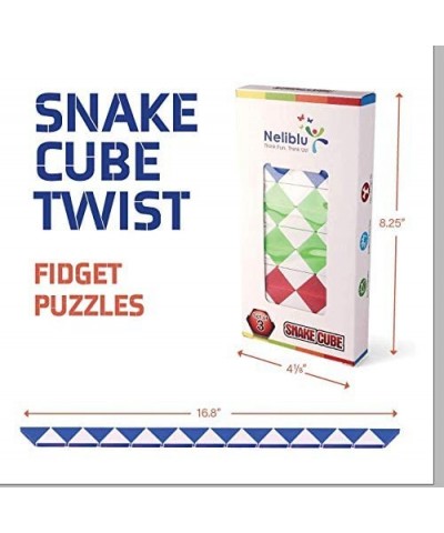 Sensory Fidget Snake Cube Twist Puzzles Toys for Kids - Stocking Stuffers - Bulk Pack of 3 Assorted Colors - Snake Fidget Toy...