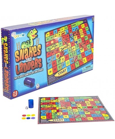 Snakes and Ladders Board Game for Kids Complete Set with Board 6 Pegs and Dice Classic Fun for Family Game Night and Classroo...