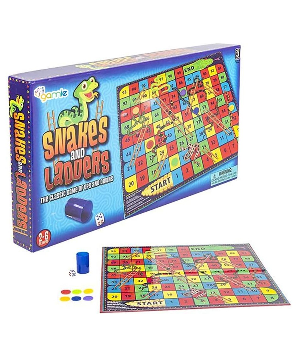 Snakes and Ladders Board Game for Kids Complete Set with Board 6 Pegs and Dice Classic Fun for Family Game Night and Classroo...